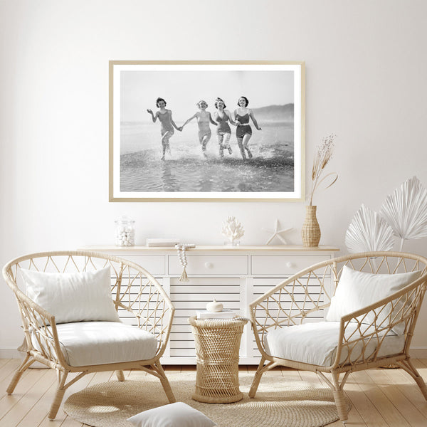 Vintage Women on the Beach-Art for Interiors-Online Framed-Australian Made Wall Art-Milk n Honey Designs