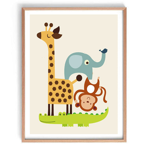 Jungle Stack Illustration Print-Prints for - BOYS-Online Framed-Australian Made Wall Art-Milk n Honey Designs