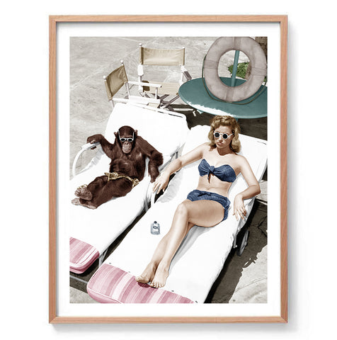 Sunbather and Chimp Print-Art for Interiors-Online Framed-Australian Made Wall Art-Milk n Honey Designs