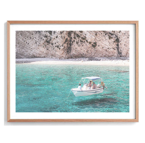 Greek Island Boat Print-Art for Interiors-Online Framed-Australian Made Wall Art-Milk n Honey Designs