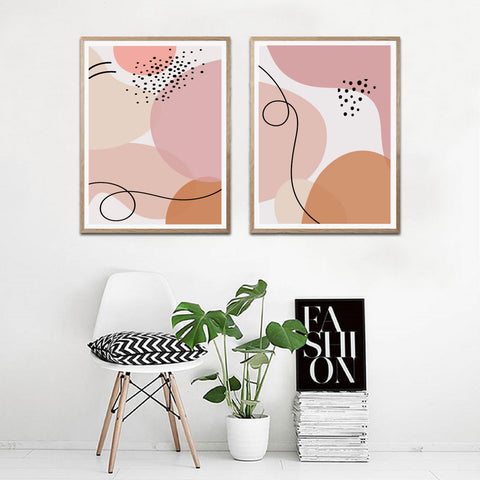 Abstract Set of 2 - Sunset Tones-Art for Interiors-Online Framed-Australian Made Wall Art-Milk n Honey Designs