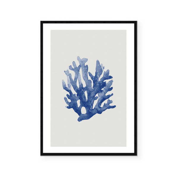 Blue Coral on Linen I Print
