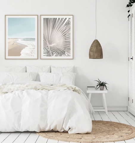 Seascape + Fan Palm Set of 2-Art for Interiors-Online Framed-Australian Made Wall Art-Milk n Honey Designs