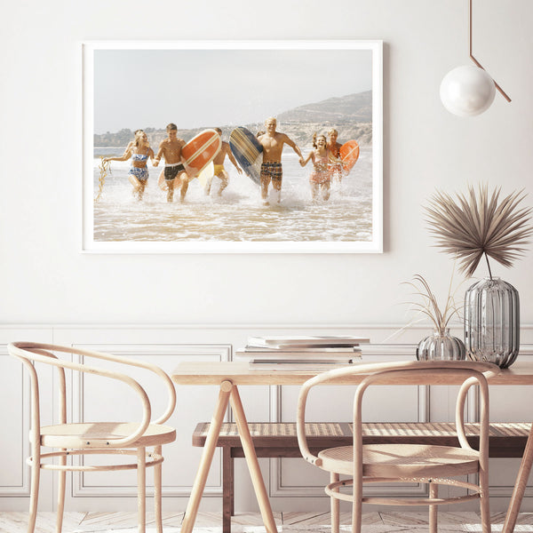 Frolicking Beach Surfers Photography Print