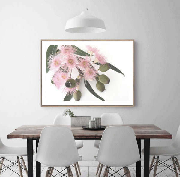 Pink Gum Blossom Print - Portrait-Art for Interiors-Online Framed-Australian Made Wall Art-Milk n Honey Designs