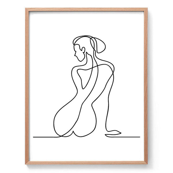 Abstract Nude Line Drawing Print-Art for Interiors-Online Framed-Australian Made Wall Art-Milk n Honey Designs