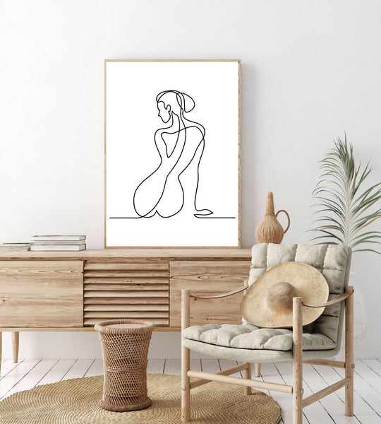 Abstract Nude Line Drawing Print-Art for Interiors-Online Framed-Australian Made Wall Art-Milk n Honey Designs