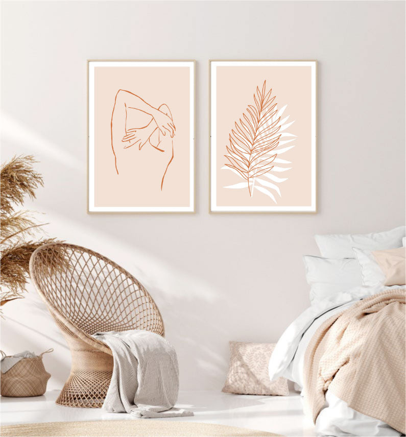 Minimal Blush Illustration Set of 2-Art for Interiors-Online Framed-Australian Made Wall Art-Milk n Honey Designs
