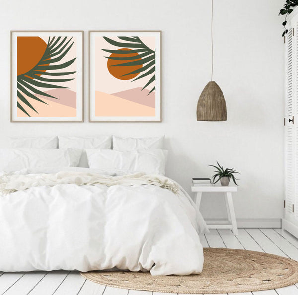 Summer Sunset II Original Illustration Print-Art for Interiors-Online Framed-Australian Made Wall Art-Milk n Honey Designs