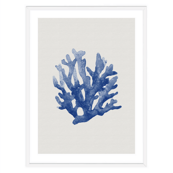 Blue Coral on Linen I Print