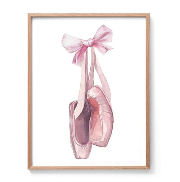 Ballet Shoes Illustration Print-Prints for - GIRLS-Online Framed-Australian Made Wall Art-Milk n Honey Designs