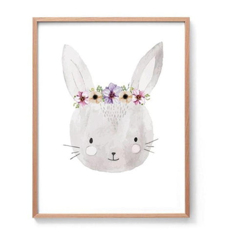 Floral Bunny Print-Prints for - GIRLS-Online Framed-Australian Made Wall Art-Milk n Honey Designs