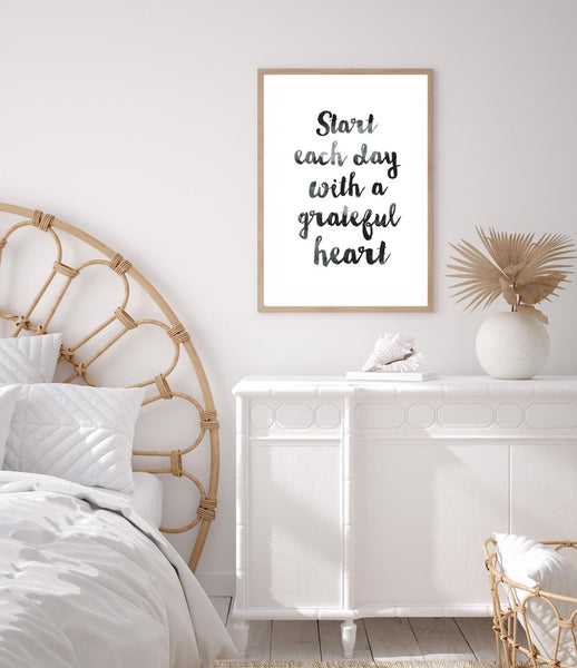 Start Each Day with a Grateful Heart Print-Art for Interiors-Online Framed-Australian Made Wall Art-Milk n Honey Designs
